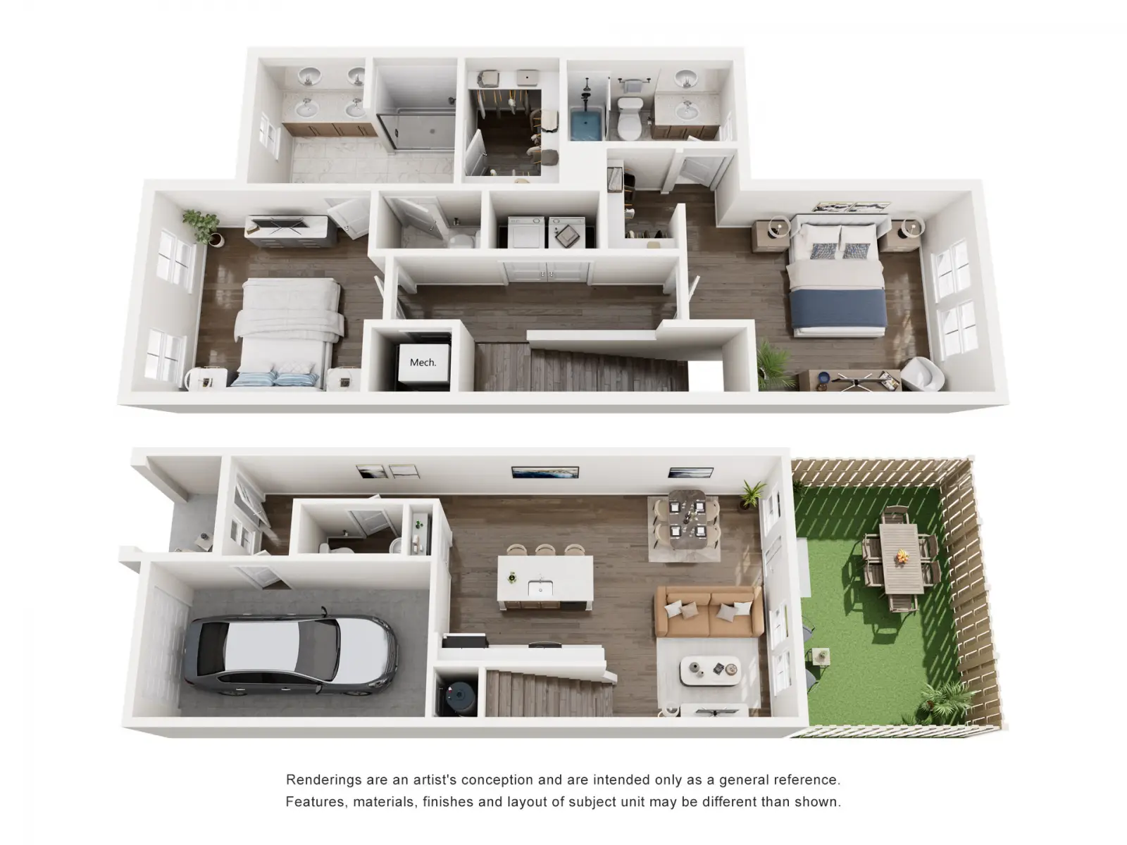 two bedroom apartment floor plan at Theory Ithaca apartments